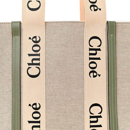 Chloe Cotton Calfskin Medium Woody Ribbon Tote White Green 8 of 10