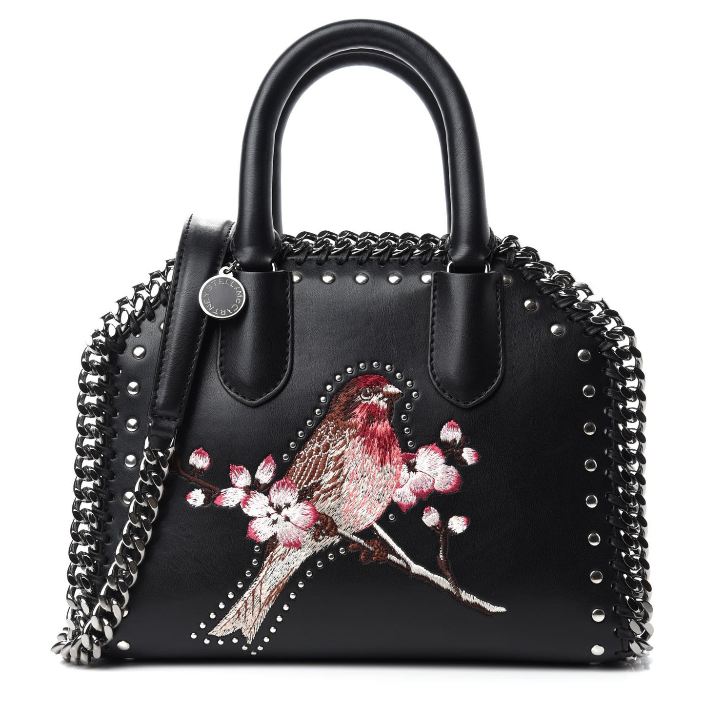 Eco Alter Nappa Mini Falabella Box Bird Top Handle Bag Black
