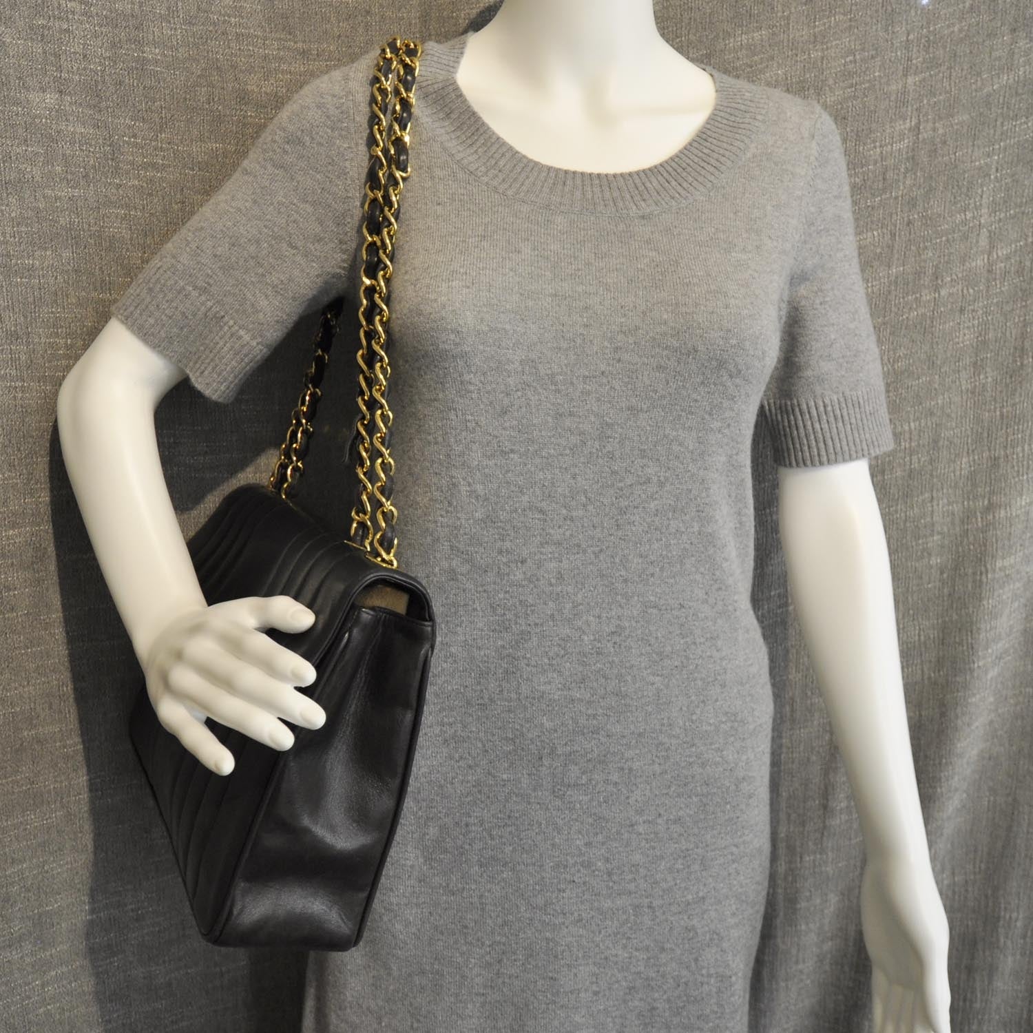 Chanel Lambskin Vertical Quilt Jumbo Flap Black 3 of 11
