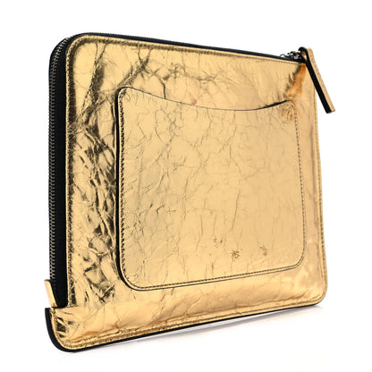 Chanel Metallic Lambskin Medium Je Ne Suis Pas En Solde Pouch Clutch Gold 3 of 8