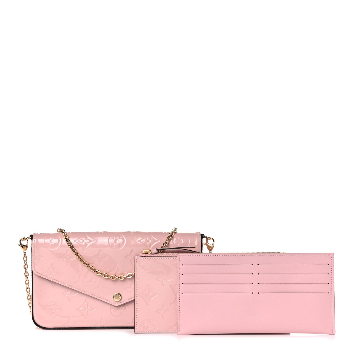 Louis Vuitton Vernis Felicie Chain Wallet Rose Ballerine 3 of 11