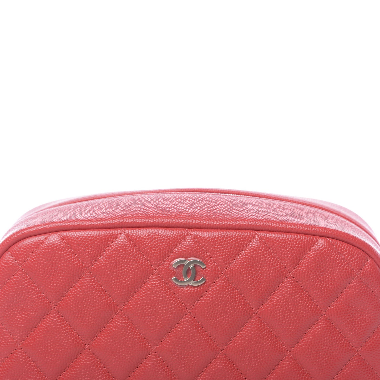 Caviar Quilted Medium Curvy Pouch Cosmetic Case Red