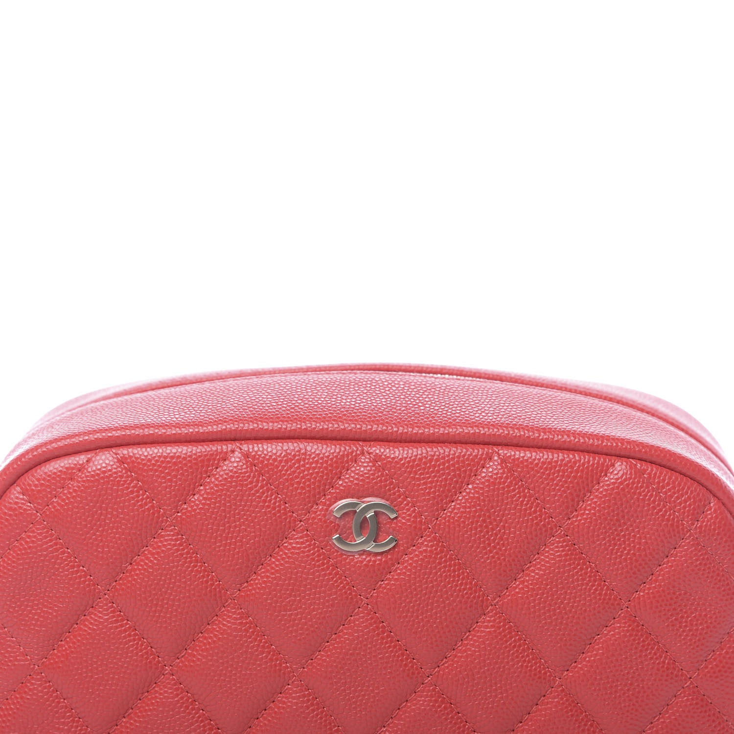 Chanel Caviar Quilted Medium Curvy Pouch Cosmetic Case Red 10 of 11