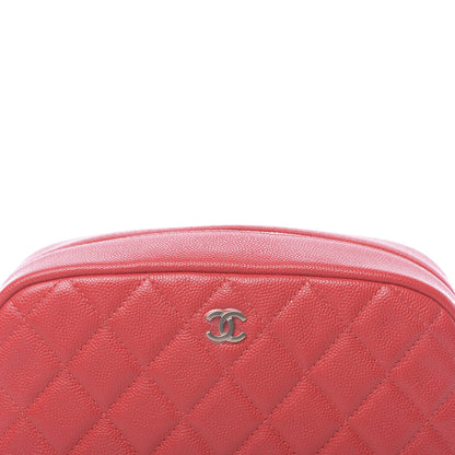 Chanel Caviar Quilted Medium Curvy Pouch Cosmetic Case Red 10 of 11