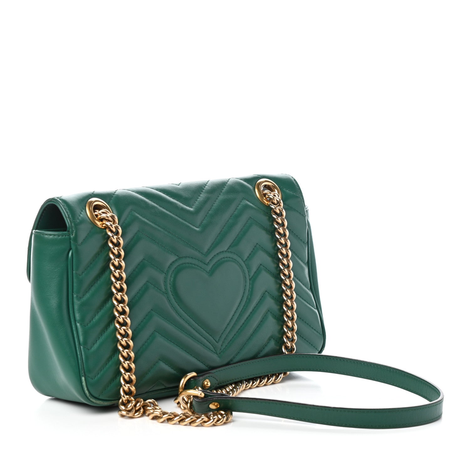 Gucci Calfskin Matelasse Small GG Marmont Shoulder Bag Emerald Green 3 of 9