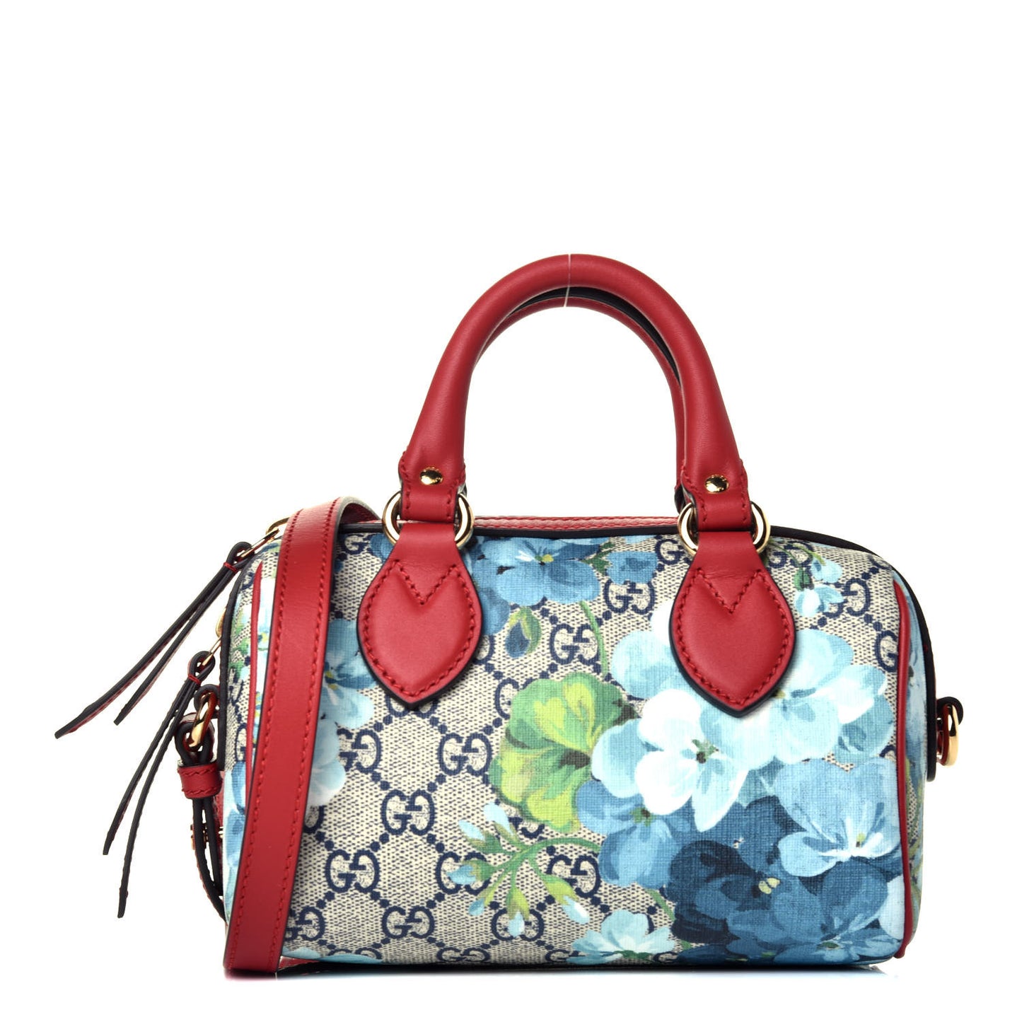 GG Supreme Monogram Blooms Mini Boston Navy Blue Hibiscus