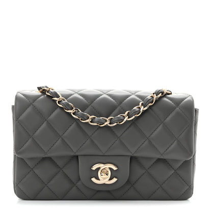 Chanel Lambskin Quilted Mini Rectangular Flap Dark Grey 1 of 12
