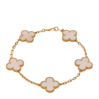 Van Cleef & Arpels 18K Yellow Gold Mother of Pearl 5 Motifs Vintage Alhambra Bracelet 1 of 5