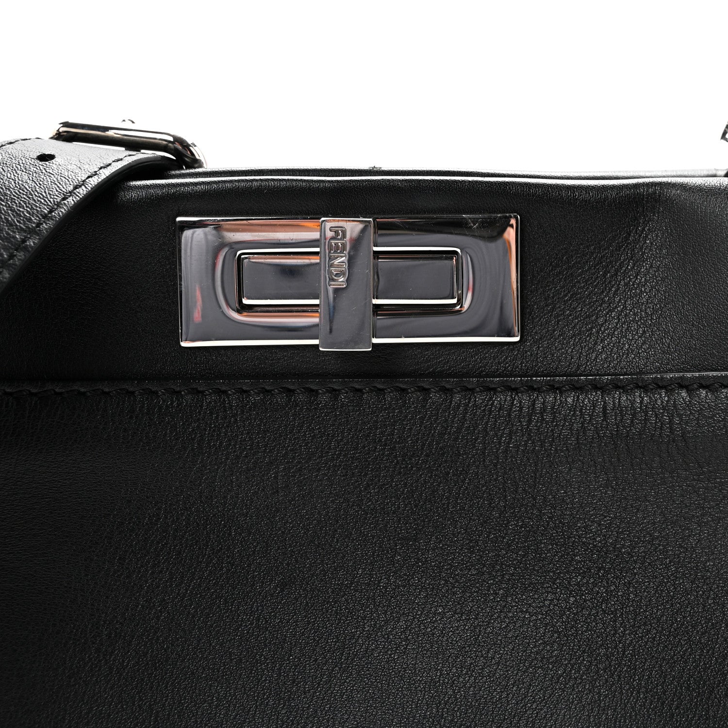 Fendi Vitello Seta Snakeskin Crocodile Monster Eyes Medium Peekaboo Iconic Satchel Black Girasole 7 of 9
