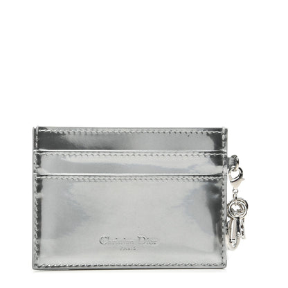 Christian Dior Metallic Patent Calfskin Lady Dior Card Holder Silver 1 of 6