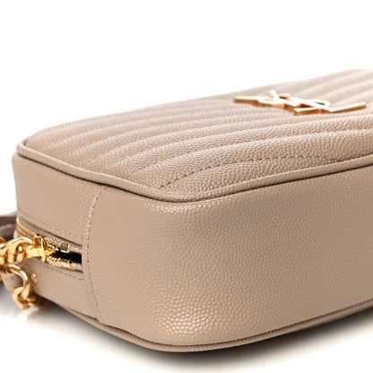 Saint Laurent Grain De Poudre Matelasse Monogram Mini Lou Camera Bag Dark Beige 5 of 11