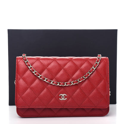 Chanel Caviar Quilted Wallet On Chain WOC Red 12 of 12
