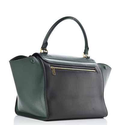 Celine Smooth Calfskin Medium Bi-Color Trapeze Bottle Green Black 3 of 16