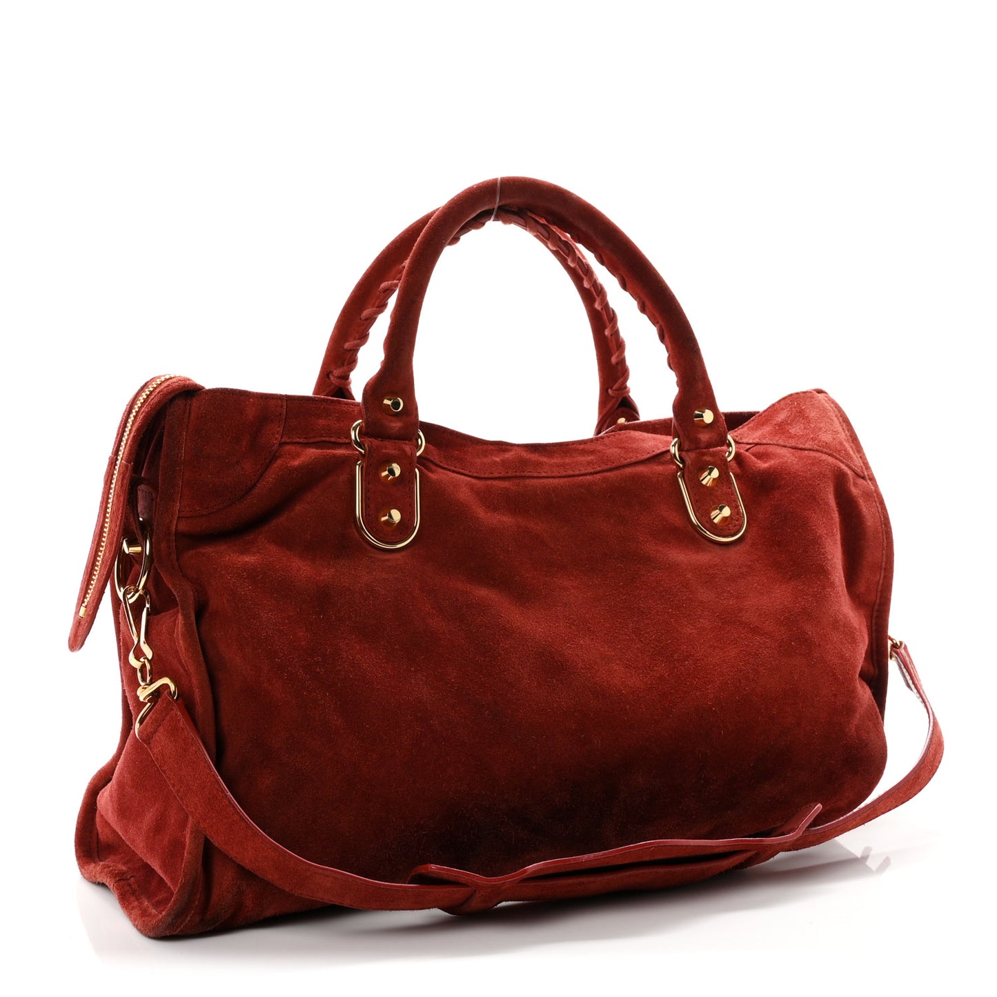 Baby Daim Suede Gold Metallic Edge Hardware City Bois De Rose Fonce