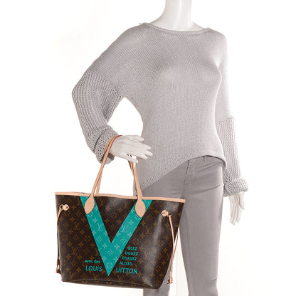 Louis Vuitton Monogram V Neverfull MM Turquoise 3 of 10