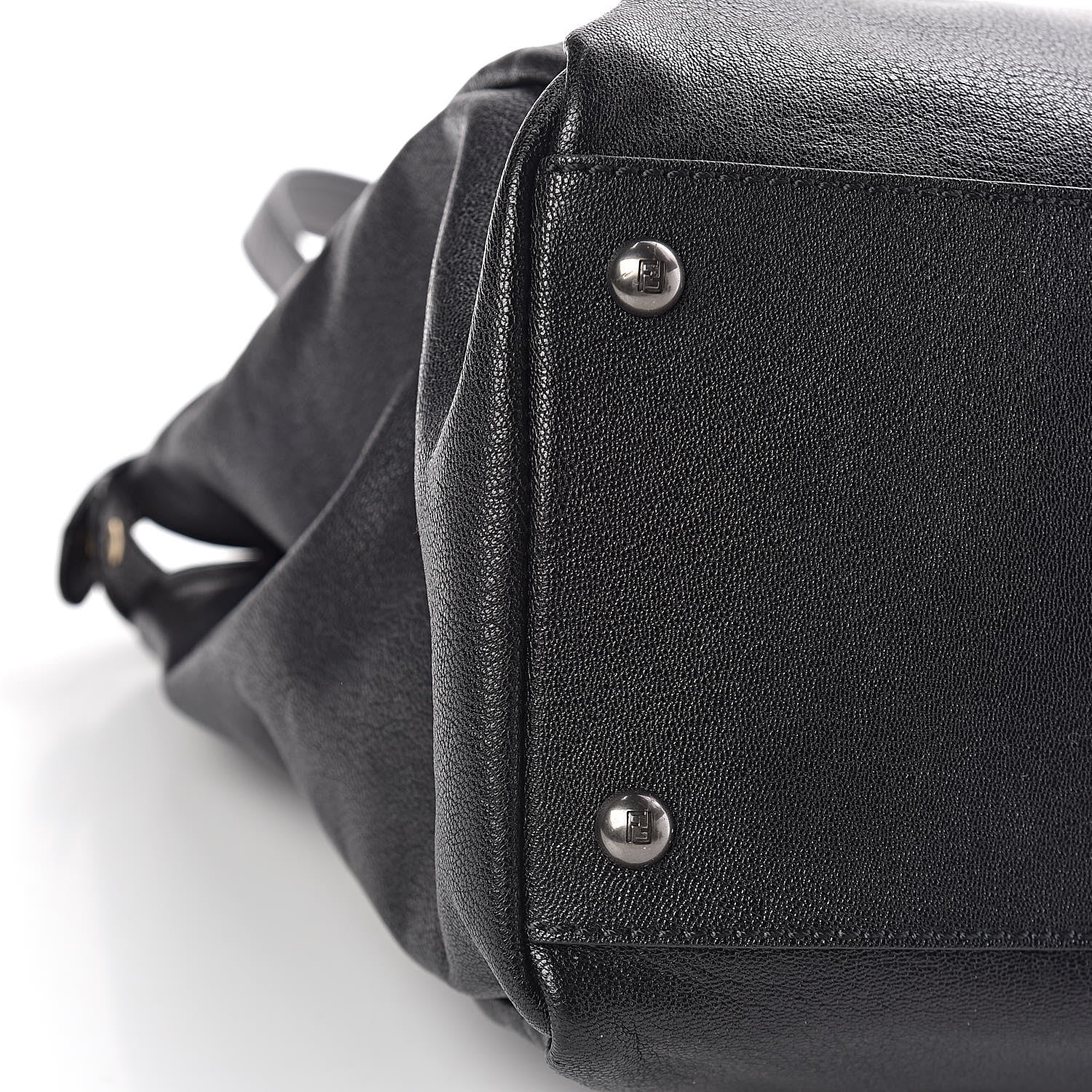 Fendi Goatskin Zucca Large Peekaboo Iconic Satchel Black Tobacco 13 of 16
