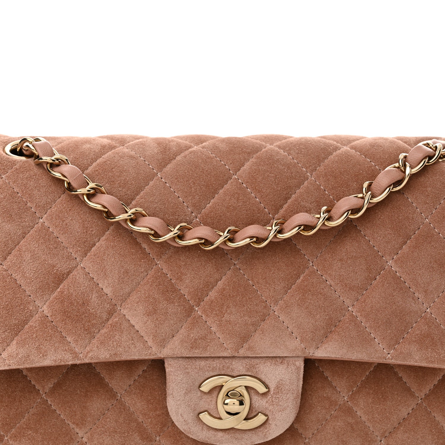 Chanel Suede Quilted Medium Double Flap Light Pink 8 of 10