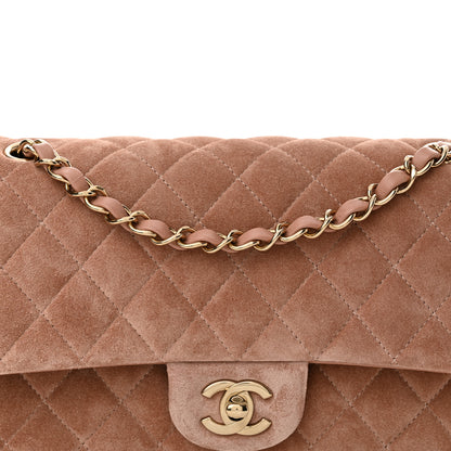 Chanel Suede Quilted Medium Double Flap Light Pink 8 of 10