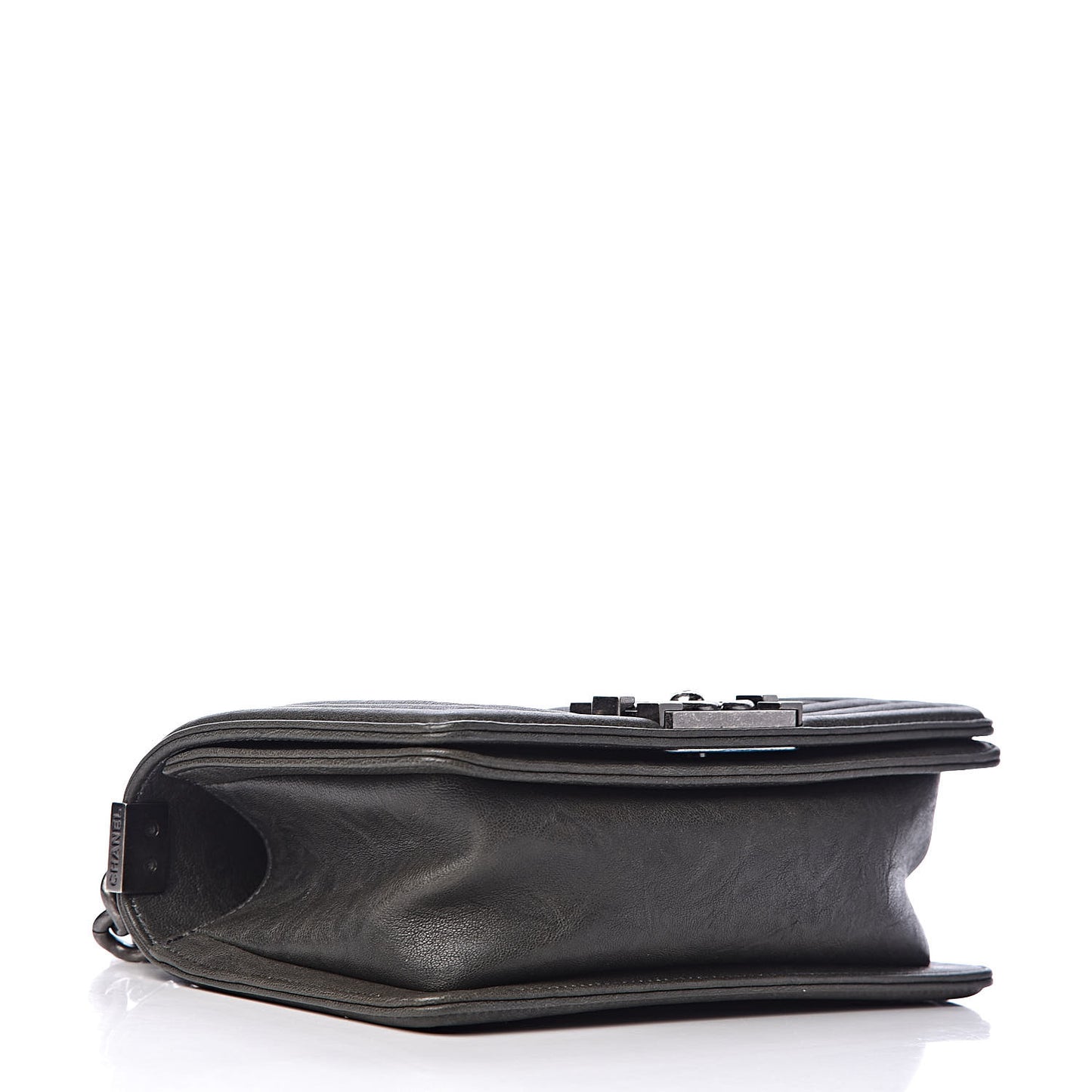 Crumpled Lambskin Small Studded Boy Flap Dark Gray
