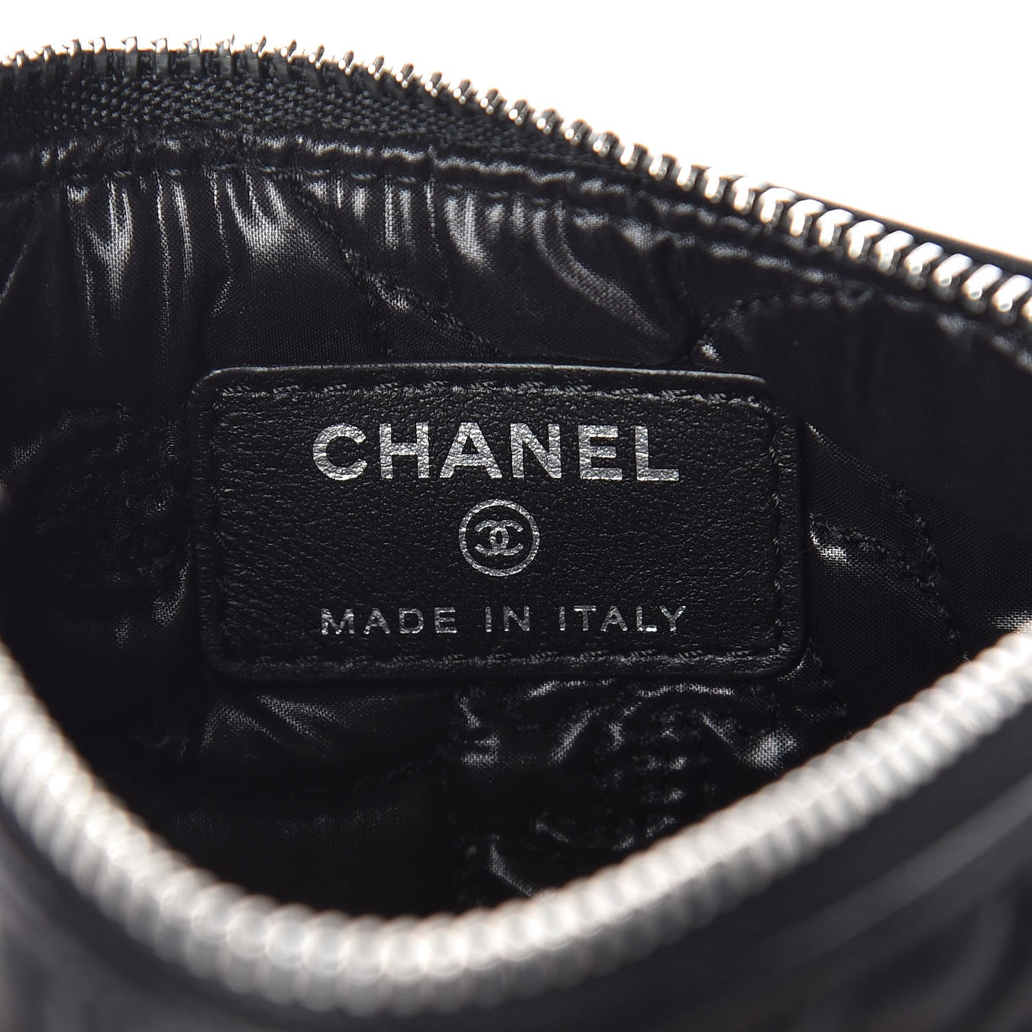 Chanel Goatskin Camellia Embossed Cosmetic Pouch Black 6 of 7