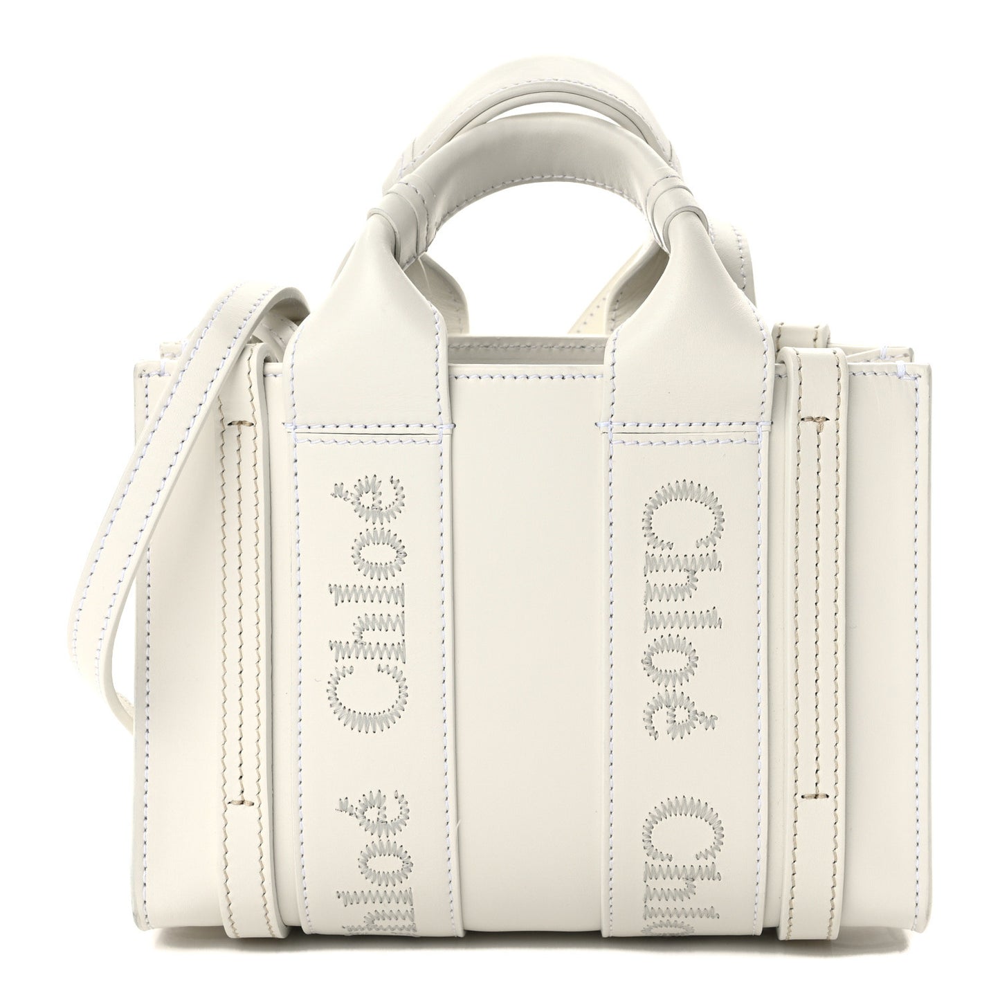 Calfskin Mini Woody Ribbon Tote White