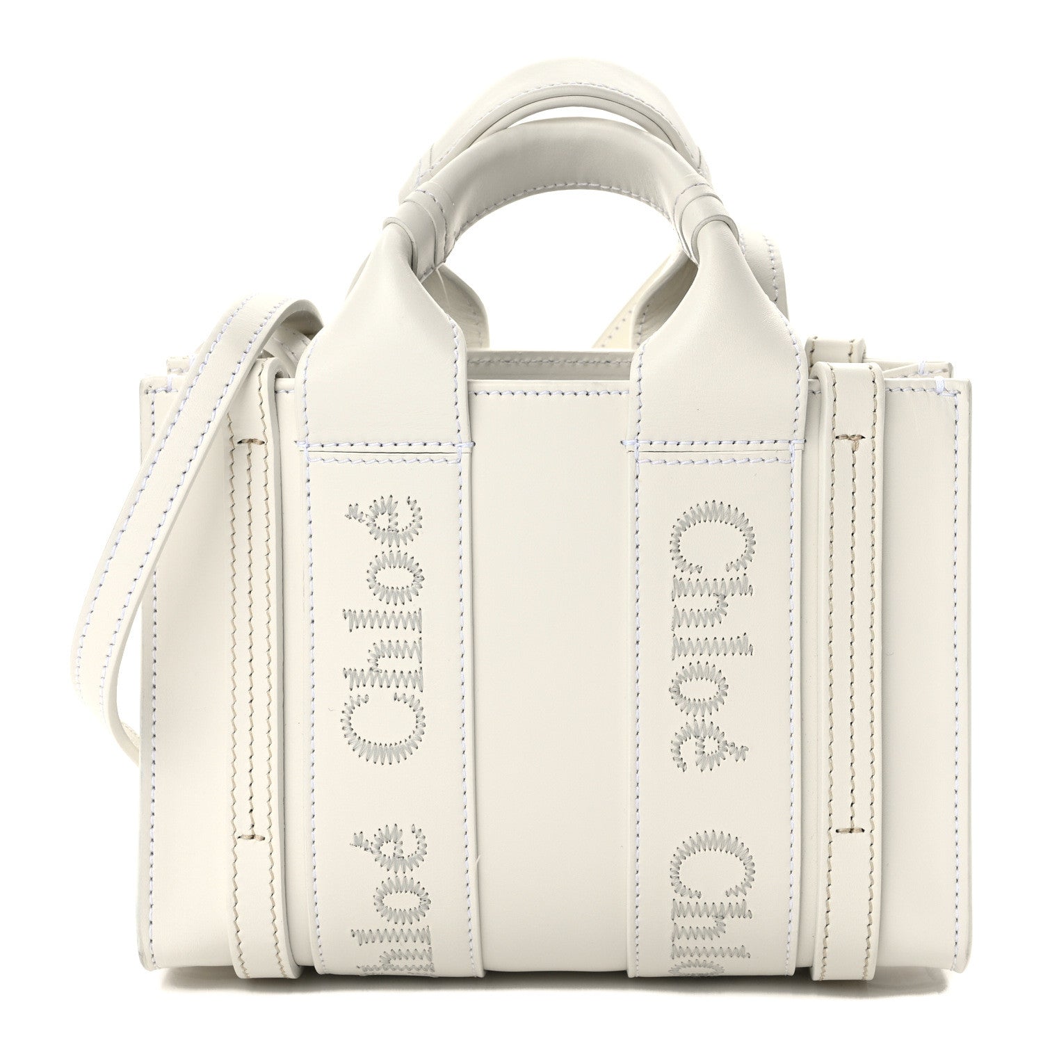 Chloe Calfskin Mini Woody Ribbon Tote White 1 of 11