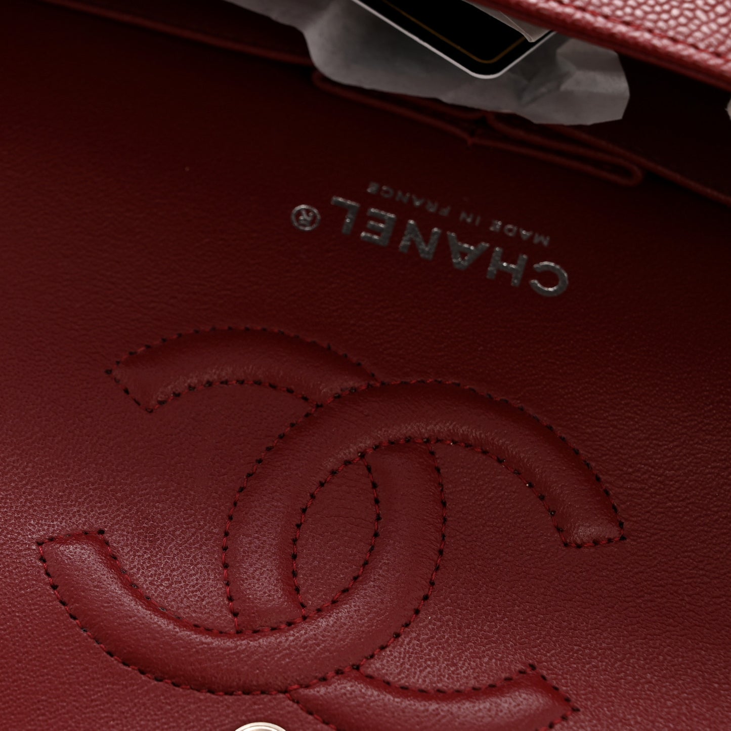 Caviar Quilted Medium Double Flap Burgundy