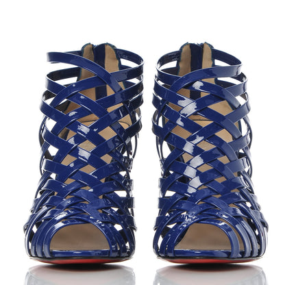 Christian Louboutin Patent Arakna 100 Cage Sandals 38 Neptune 2 of 8