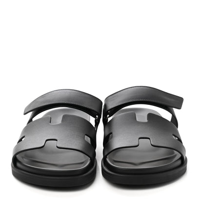Hermes Calfskin Mens Chypre Sandals 42.5 Black 2 of 9