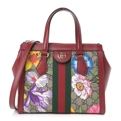 Gucci GG Supreme Monogram Flora Web Small Ophidia Tote Bag Red 1 of 9