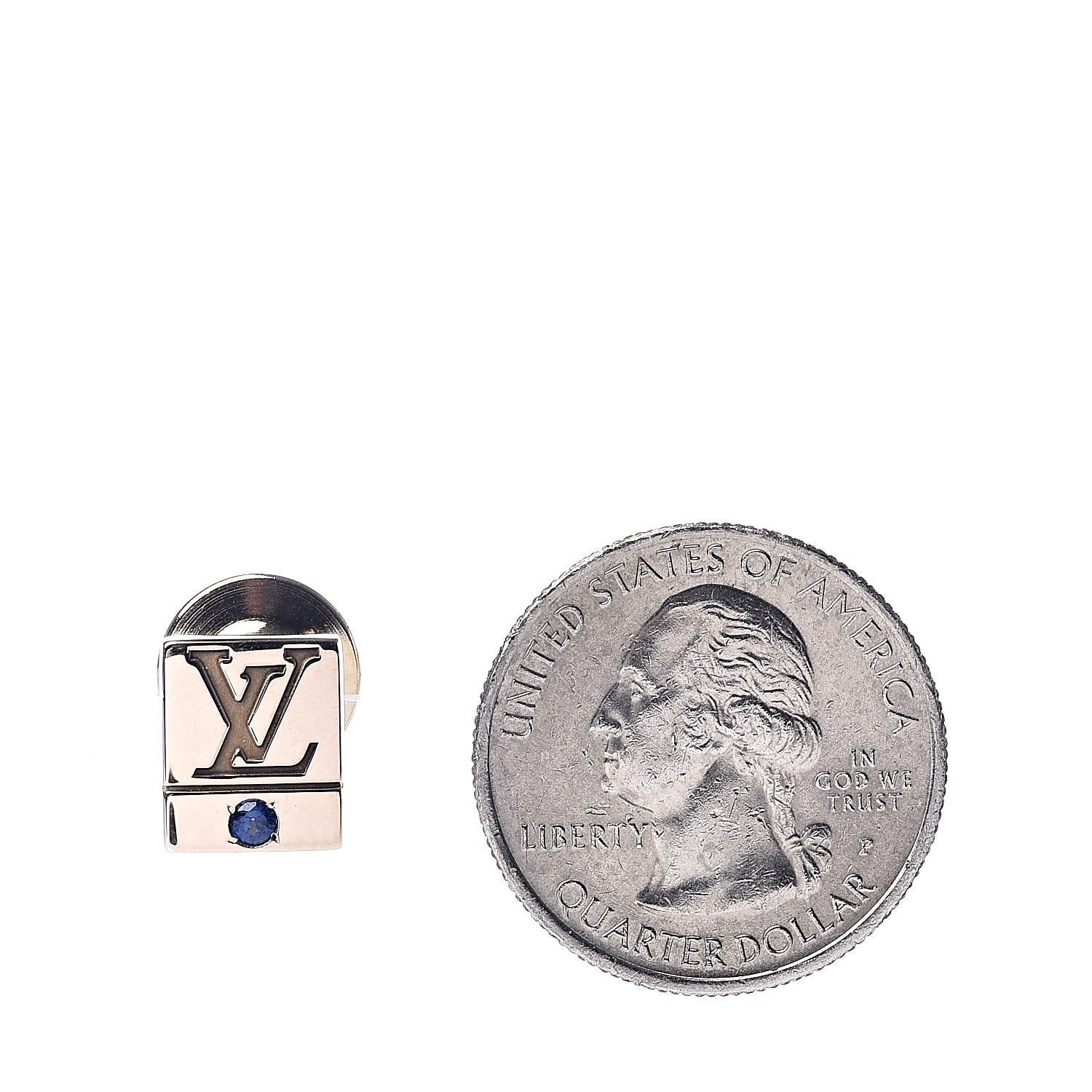 Louis Vuitton 10K Yellow Gold Blue Sapphire Employee Pin 2 of 4
