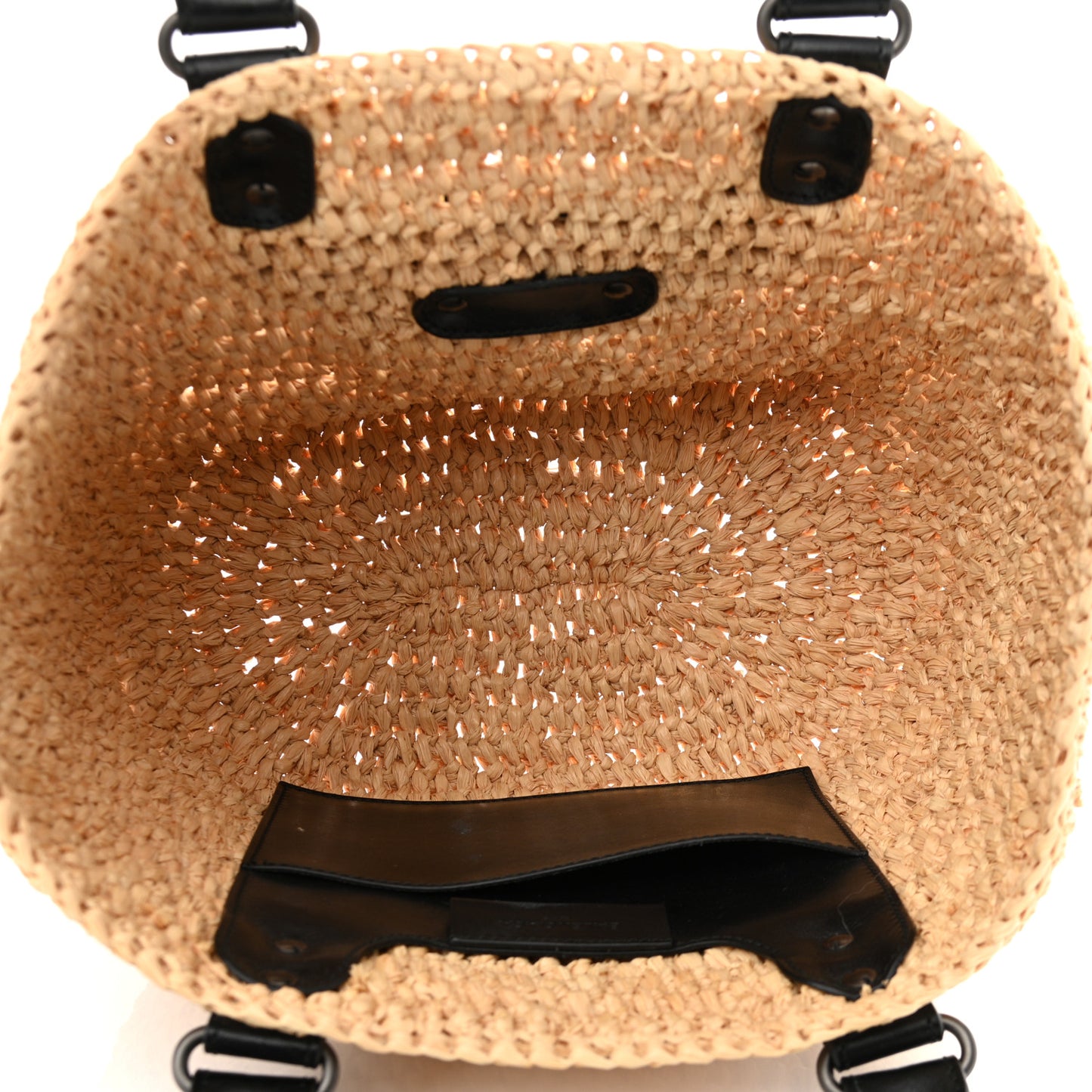 Raffia Calfskin Panier Basket Tote Natural