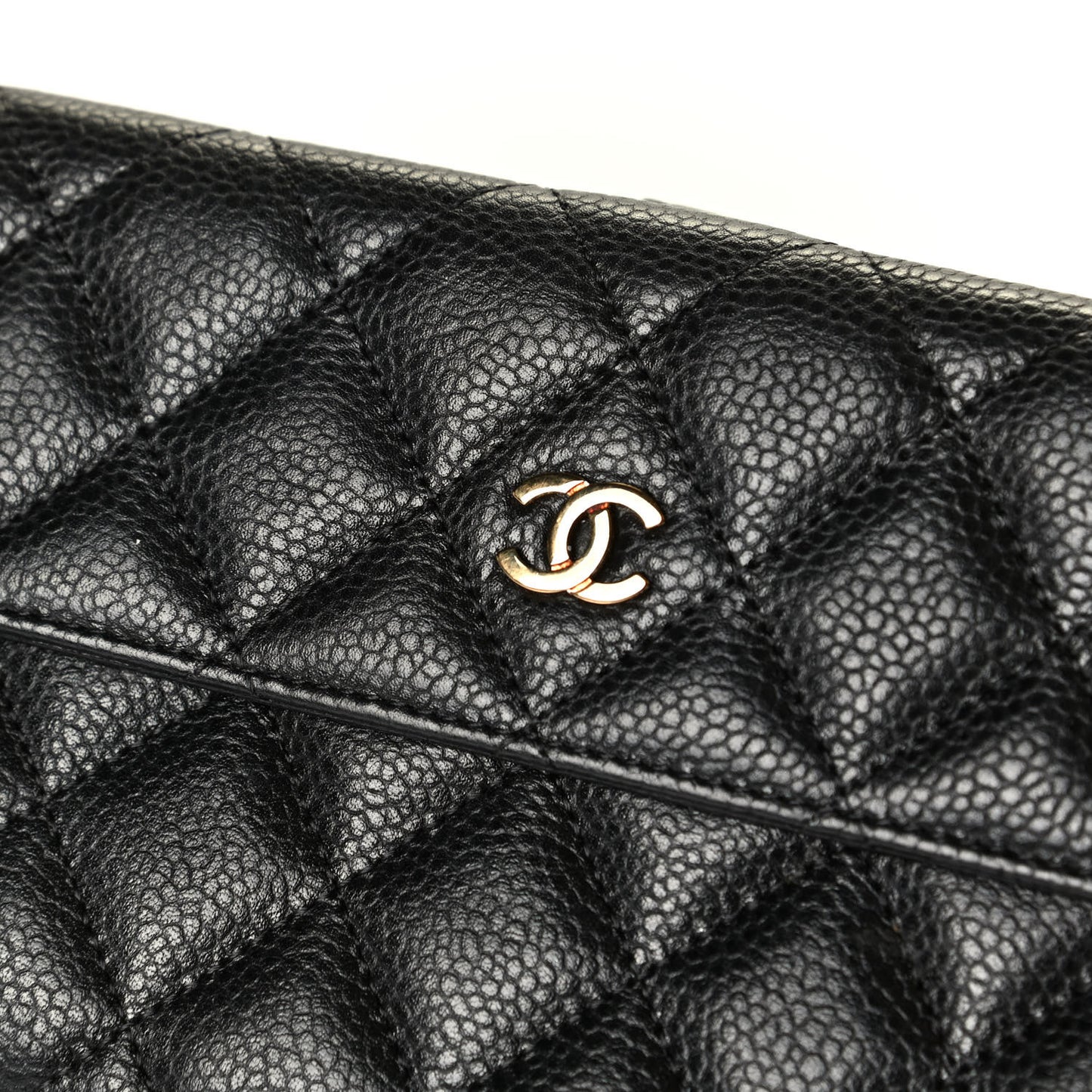 Caviar Quilted CC Long Double Wallet Black