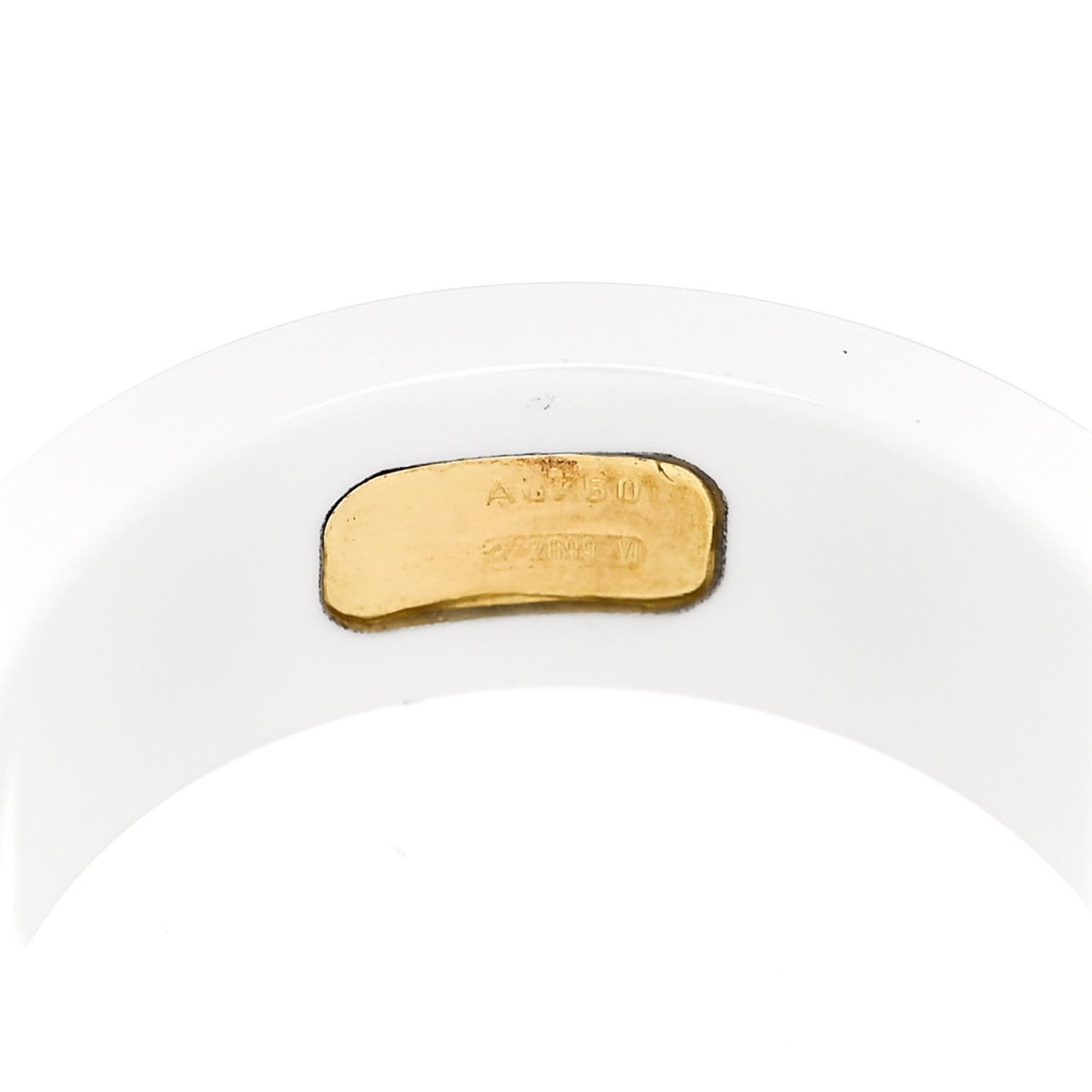 18K Yellow Gold Ceramic Topaz Icon Band Ring White