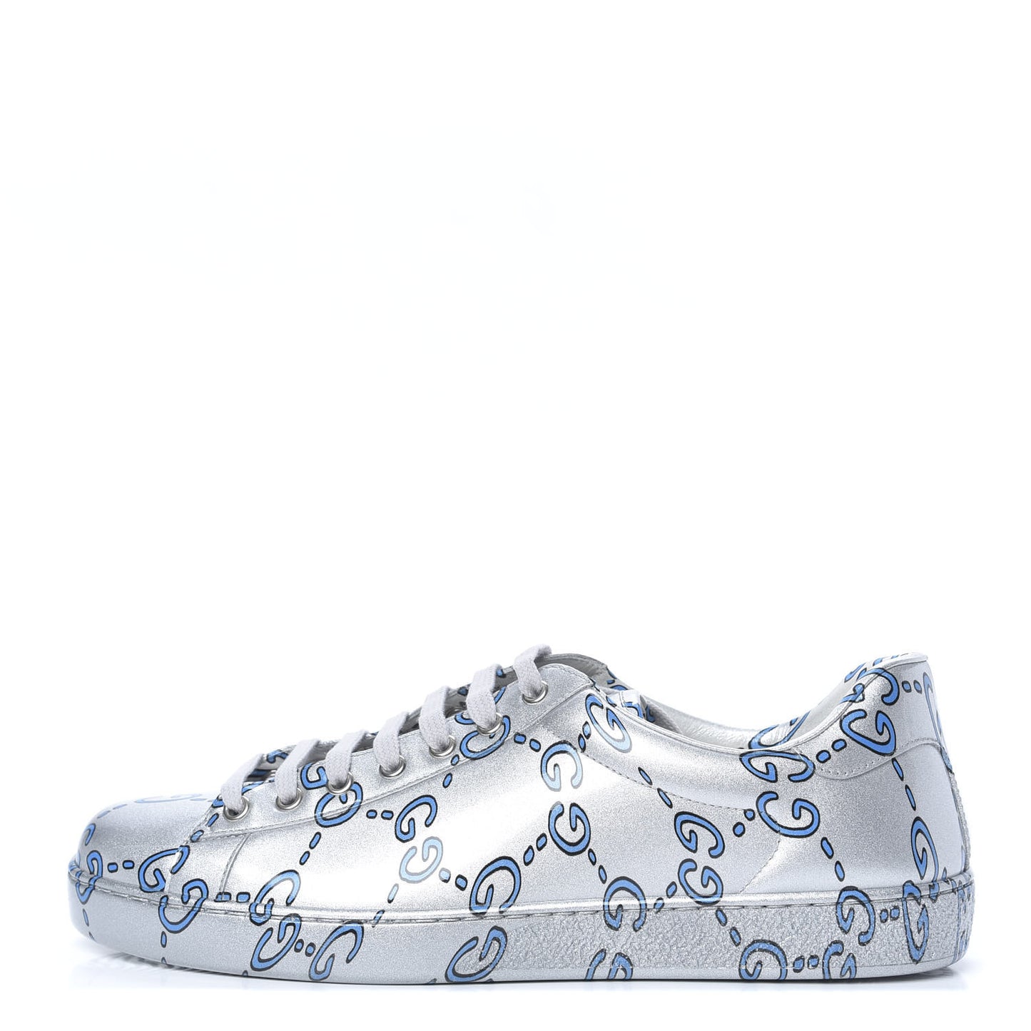 Miro Rubber Wax GucciGhost Print Mens New Ace Sneakers 9 Silver