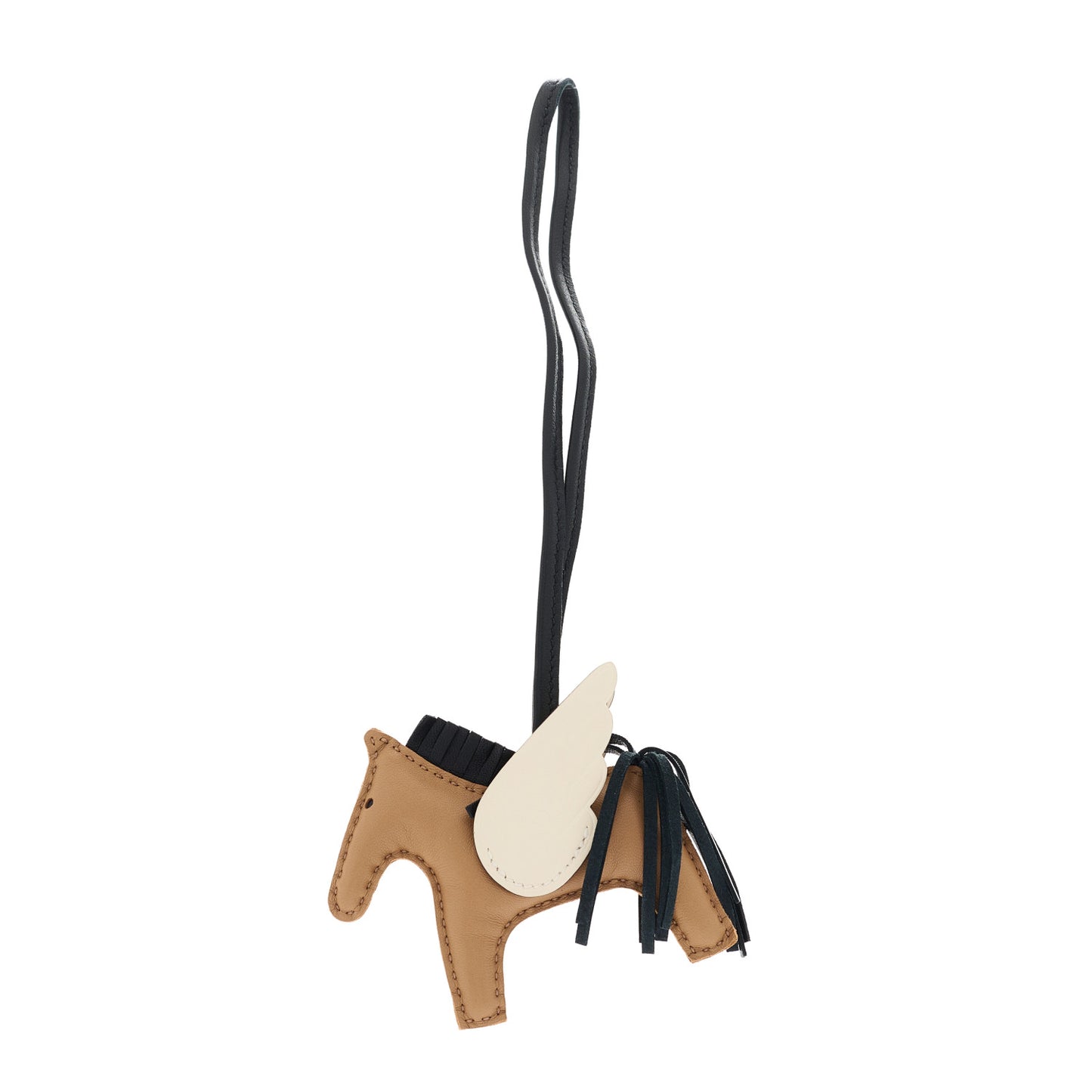 Milo Lambskin Grigri Rodeo Pegase Horse Bag Charm PM Chai Black Craie
