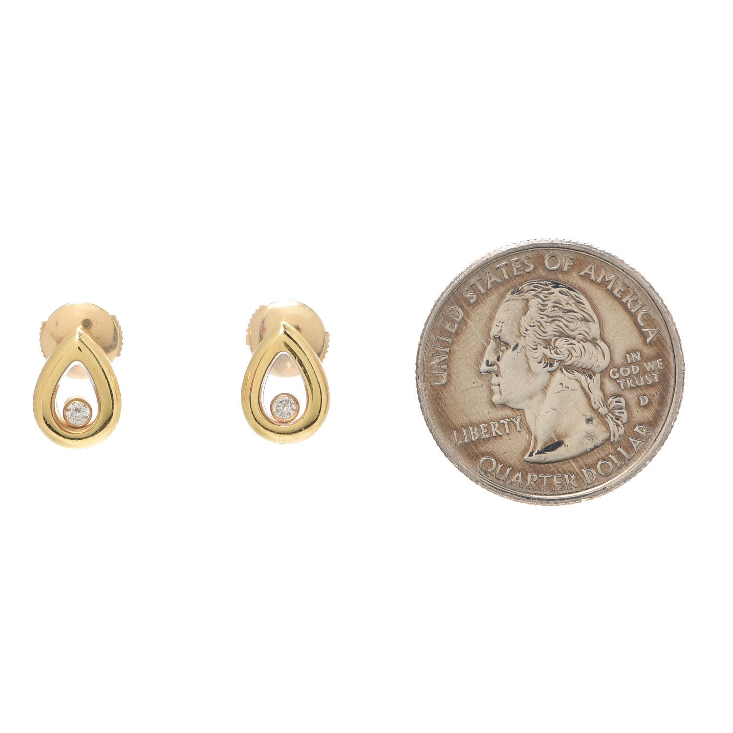 Chopard 18K Yellow Gold Diamond Happy Diamond Pear Earrings 2 of 5