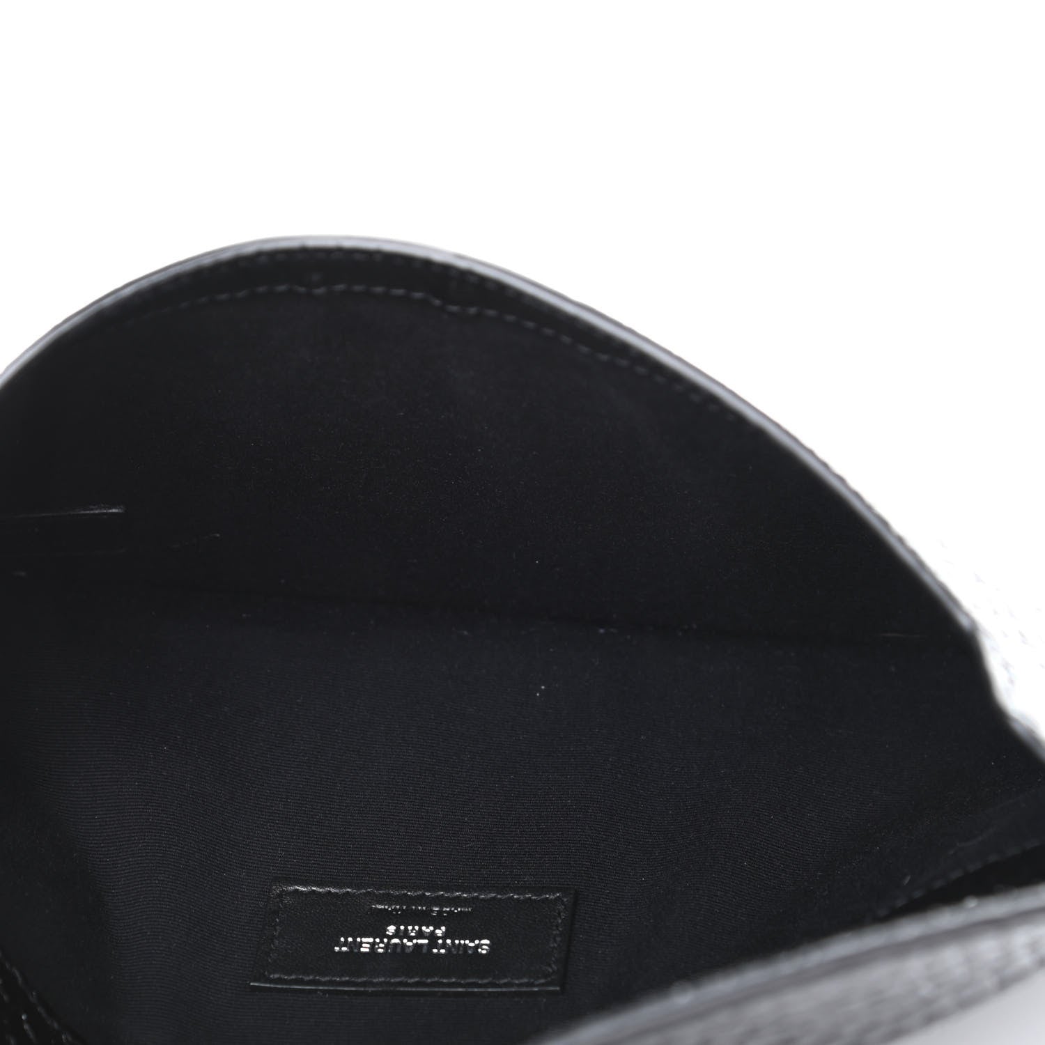Saint Laurent Calfskin Crocodile Embossed Uptown Monogram Clutch Black 4 of 7