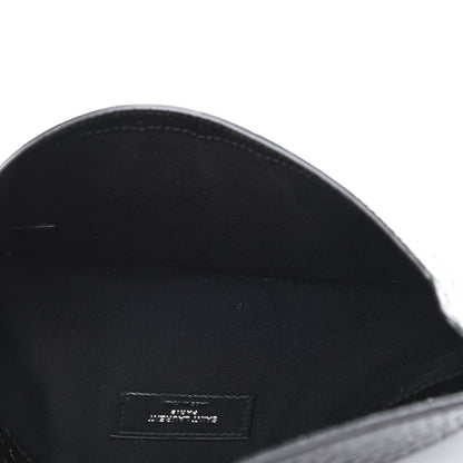 Saint Laurent Calfskin Crocodile Embossed Uptown Monogram Clutch Black 4 of 7