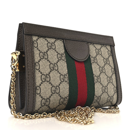 Gucci GG Supreme Monogram Textured Dollar Calfskin Web Mini Ophidia Chain Shoulder Bag Beige Ebony New Acero 3 of 10