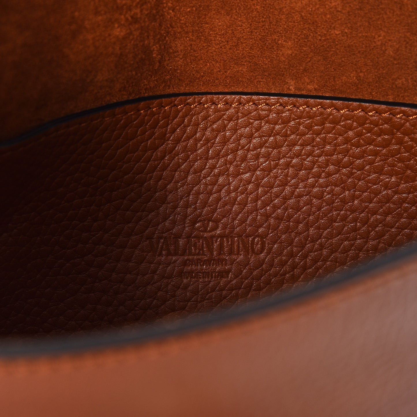 Pebbled Calfskin Medium Rockstud Flip Lock Crossbody Bag Bright Cognac