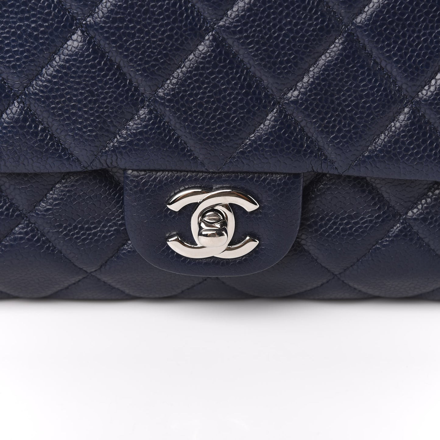 Caviar Quilted Clutch With Chain Flap Blue