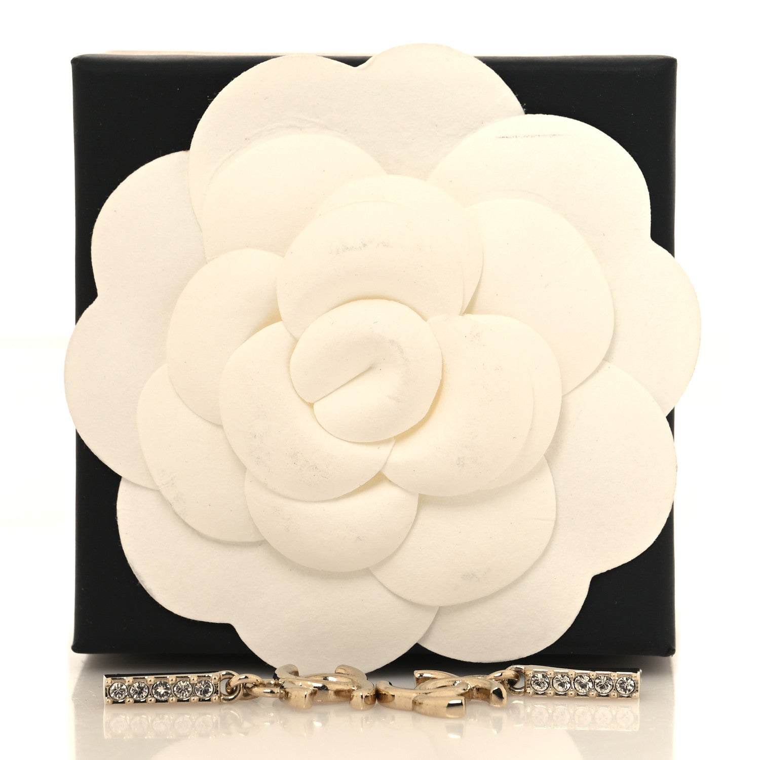 Chanel Crystal CC Drop Earrings Gold 5 of 5