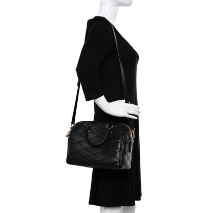 Louis Vuitton Lambskin Malletage Speedy Bandouliere 25 Black 2 of 10