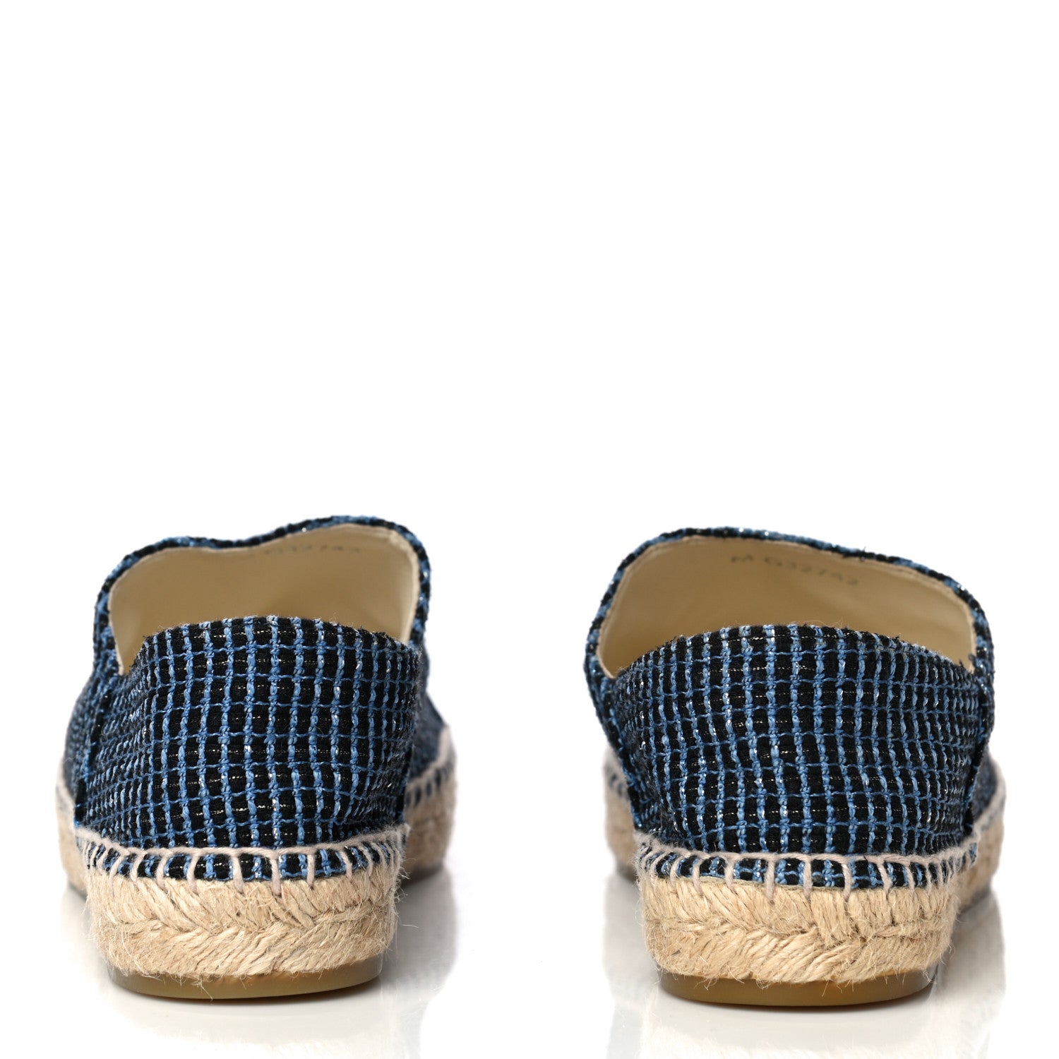 Chanel Grained Calfskin Tweed CC Espadrilles 38 Black Blue 7 of 11