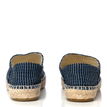 Chanel Grained Calfskin Tweed CC Espadrilles 38 Black Blue 7 of 11