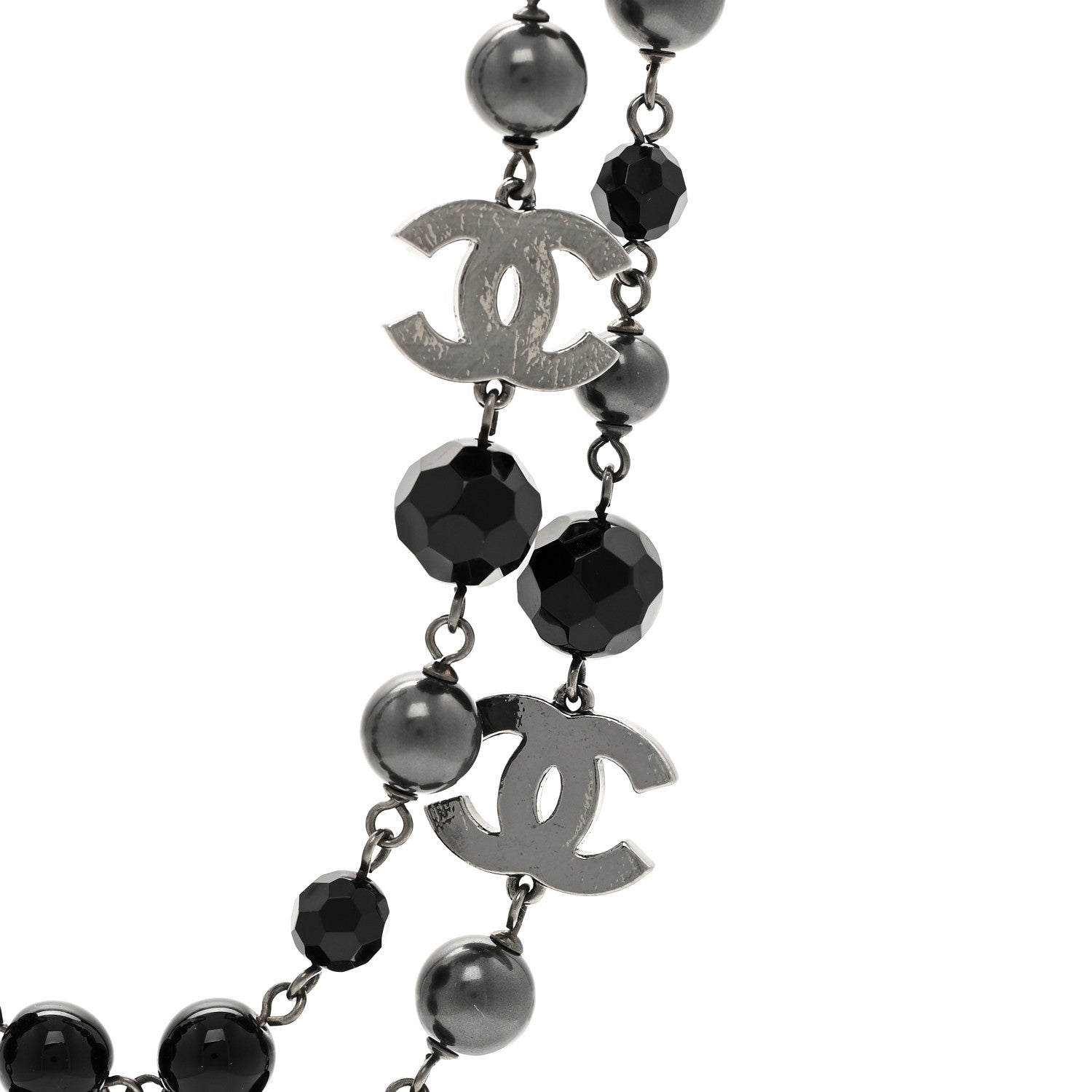 Chanel Ruthenium Pearl Beaded CC Long Necklace Black 4 of 5