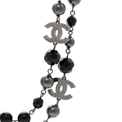 Chanel Ruthenium Pearl Beaded CC Long Necklace Black 4 of 5