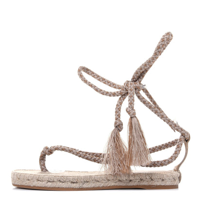 Christian Dior Cotton Embroidered Diorexpress Rope Sandals 35.5 Cream 1 of 10