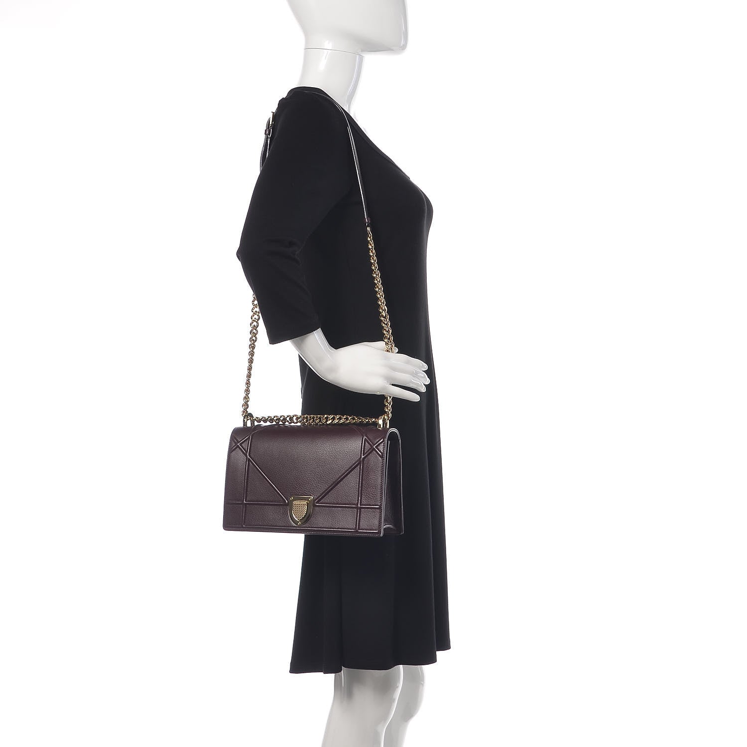 Christian Dior Grained Calfskin Medium Diorama Flap Bag Amaranth 2 of 13